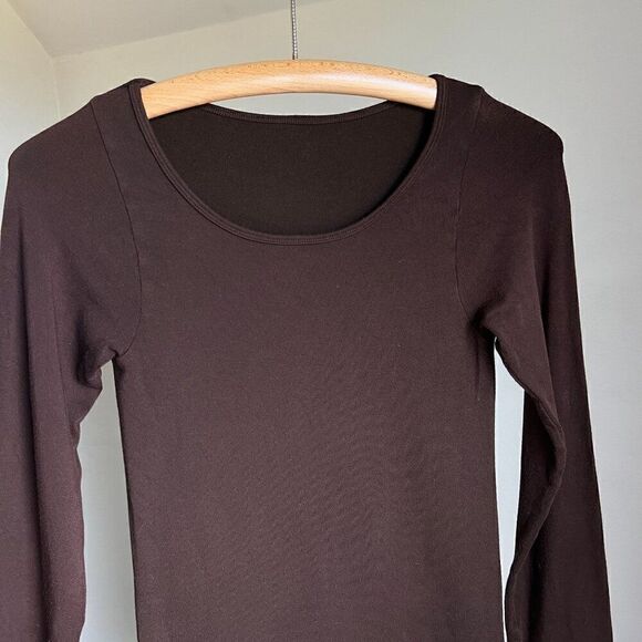 Elle Tian‎ Matching Two Piece Set Long line Tunic Top Capri Leggings Brown - Picture 4 of 9